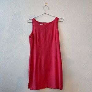 Pink Sleeveless Dress with Lace-Up Detail